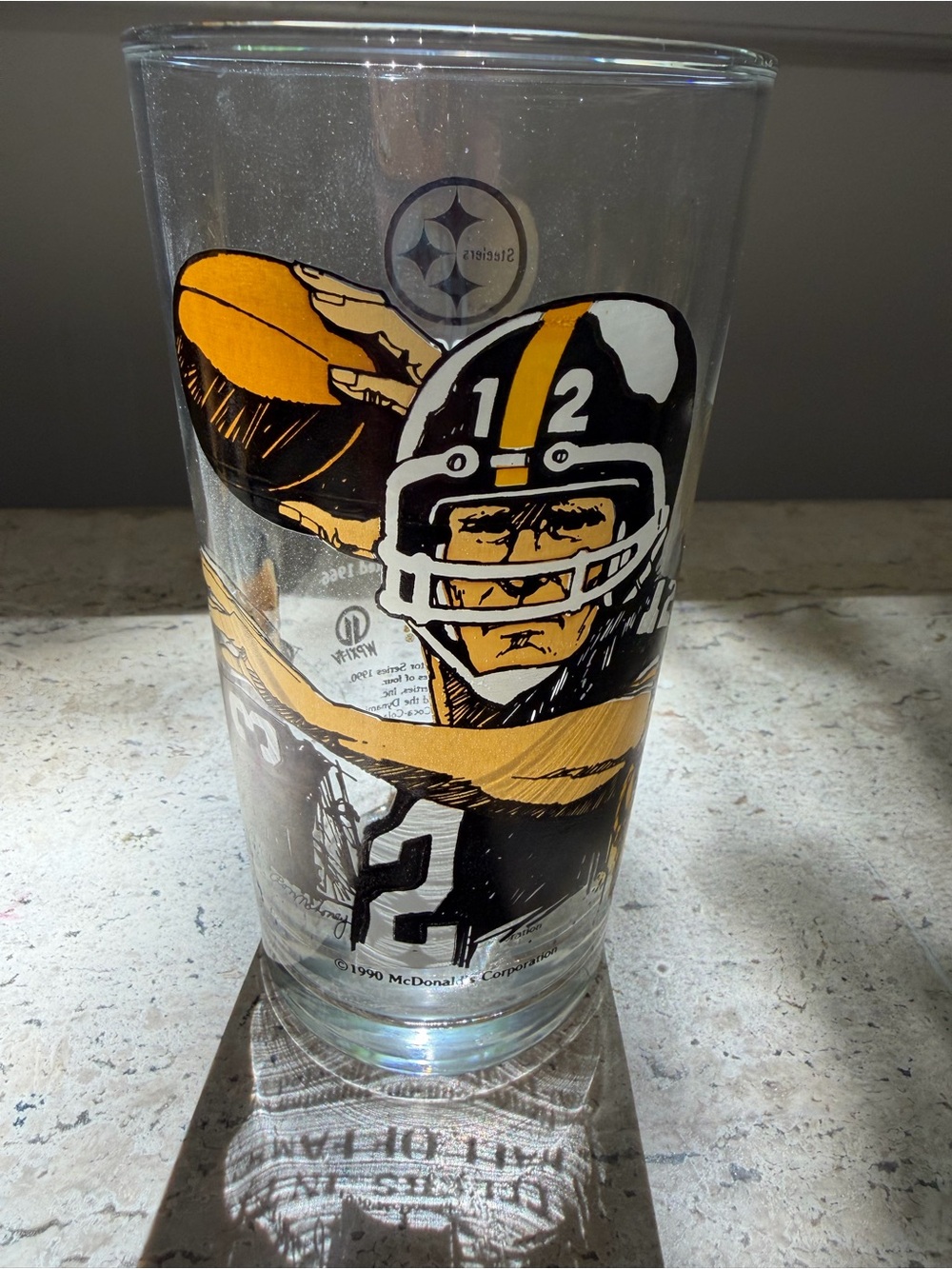 1990 McDonalds PITTSBURGH STEELERS Hall of Fame Glass TERRY BRADSHAW Bill Dudley